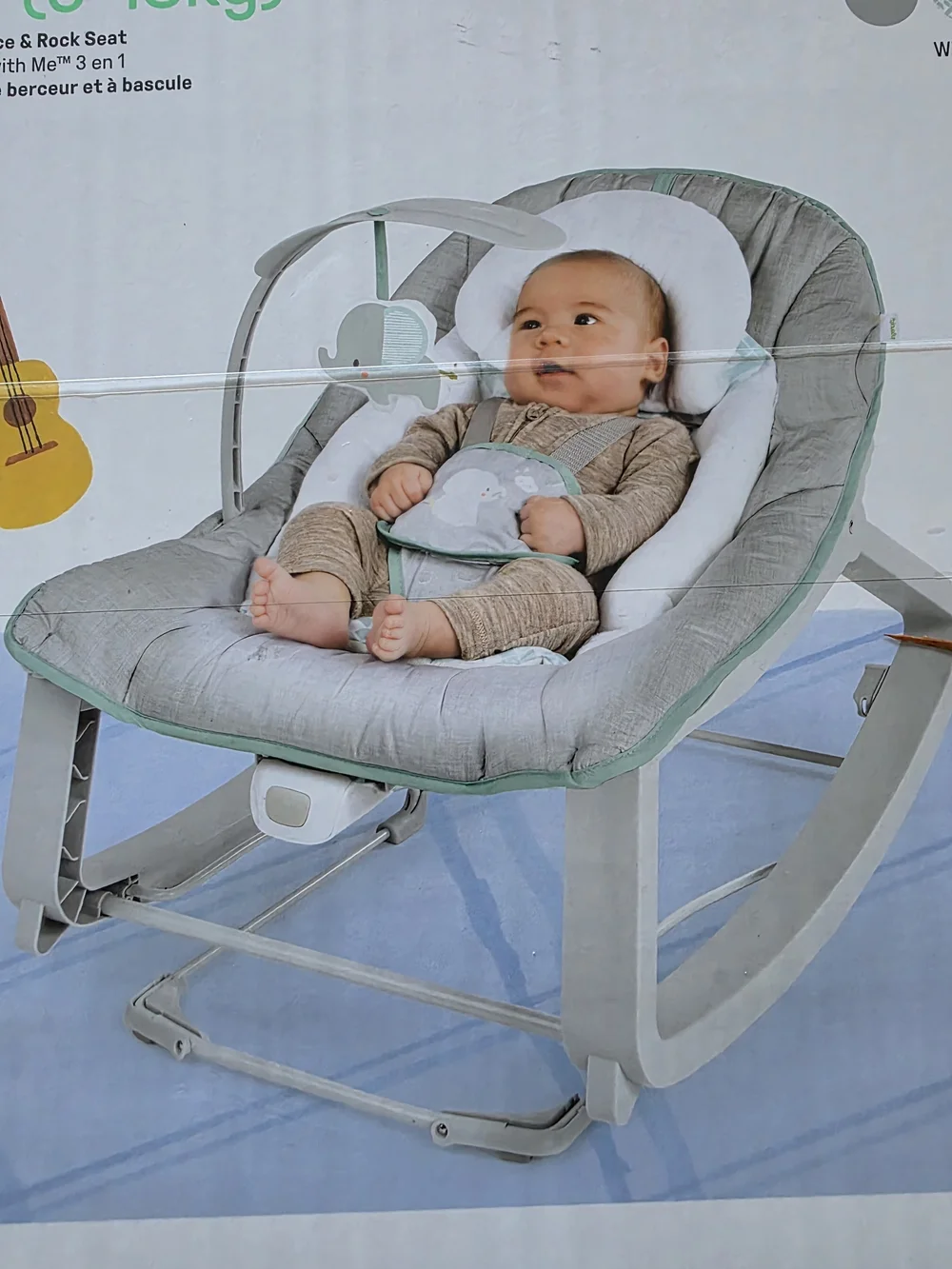 Baby Rocker Seat - Gray with Mint Trim